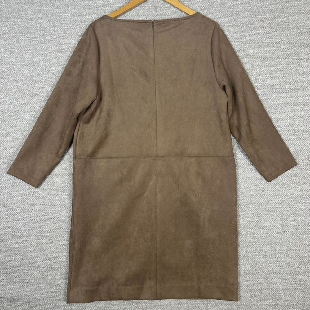 Ann Taylor Sz 14 Dress Boxy Sheath Brown Boho Fairy 90s Cottage Pockets Western - Picture 3 of 12